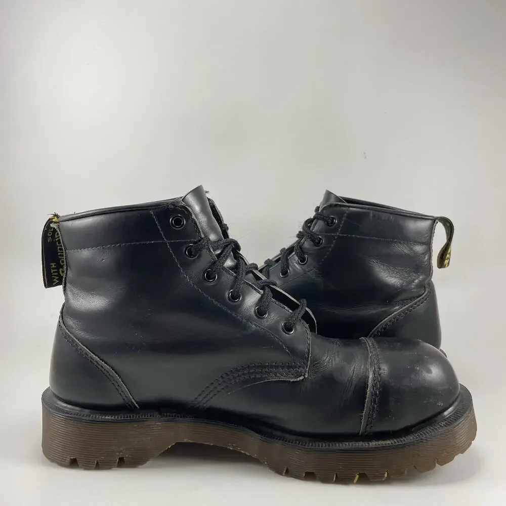 Dr. Martens Bex Toe Cap Mens Size 9, 8 UK Black Leather Boots England Steel Toe
